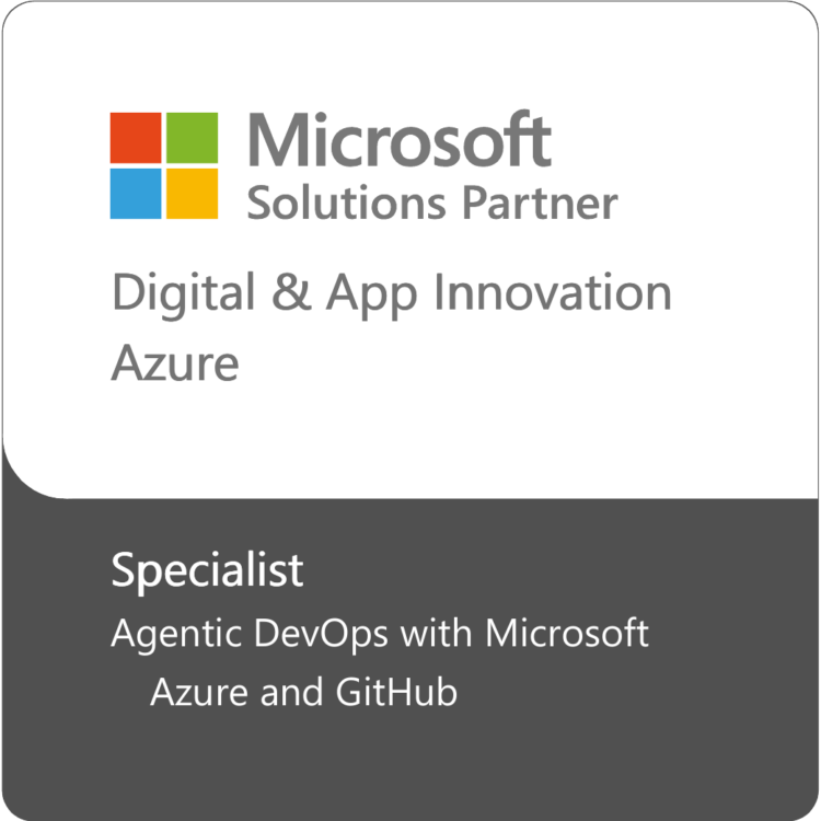 Microsoft Solutions Partner badge: Specialist in Agentic DevOps with Microsoft Azure and GitHub